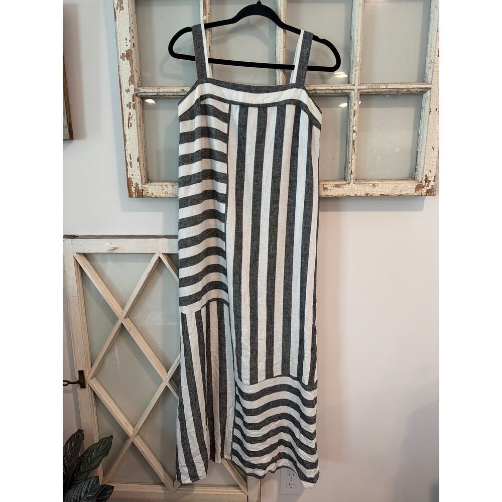 Vince Camuto size small striped linen & viscose blend midi dress